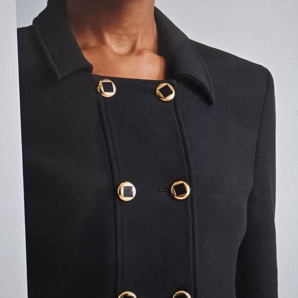 St. John Collection Double Breasted Stretch Crepe Crop Jacket - Picture 3 of 8